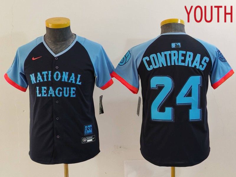 Youth Milwaukee Brewers #24 Contreras Blue All star 2024 Nike MLB Jersey style 1->youth mlb jersey->Youth Jersey